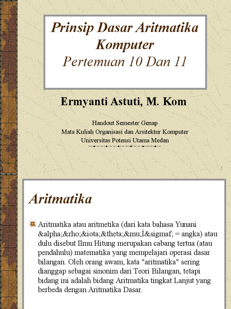 Prinsip Dasar Aritmatika Komputer | PDF | Metode & Bahan Ajar | Komputer