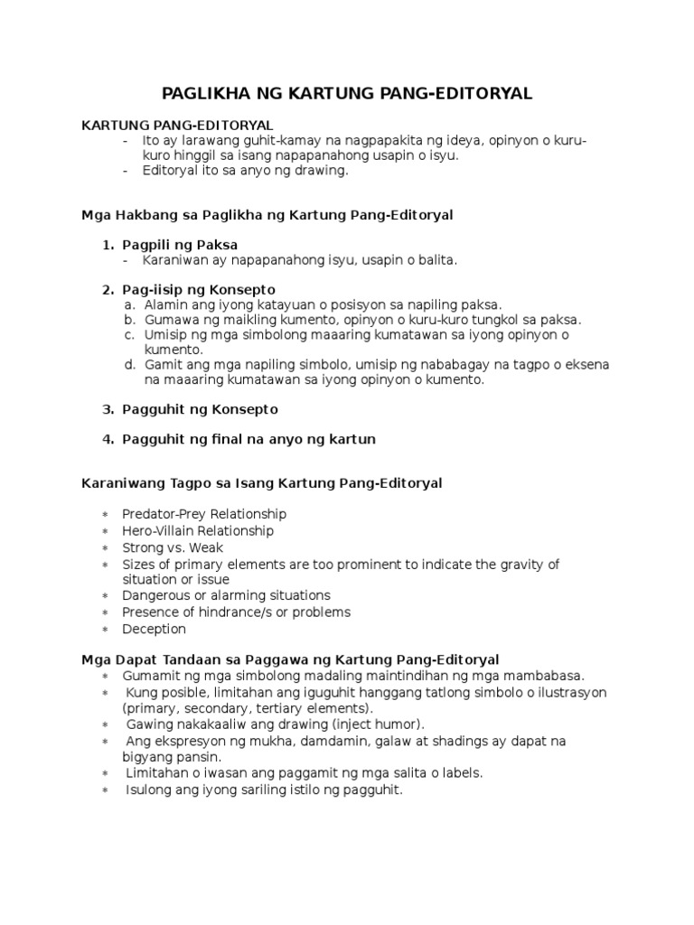 Paglikha Ng Kartung Pang Editoryal Docx