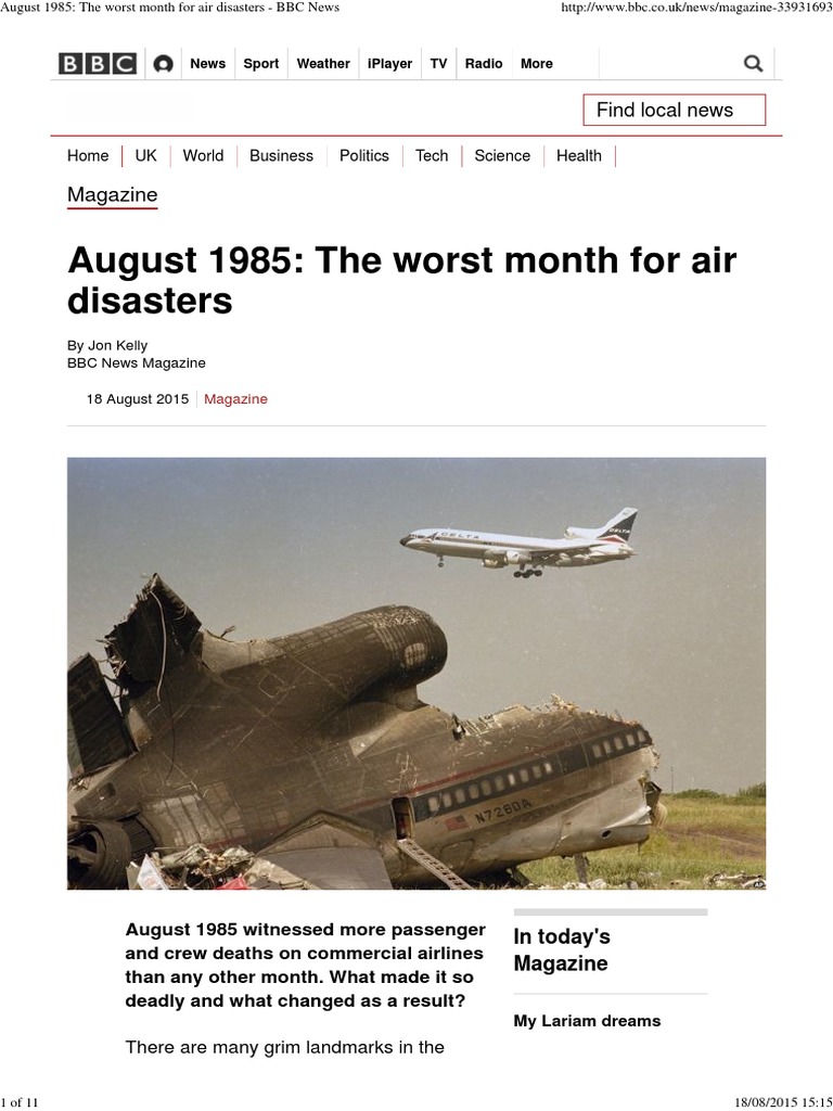 August 1985 - The Worst Month For Air Disasters - BBC News | PDF ...