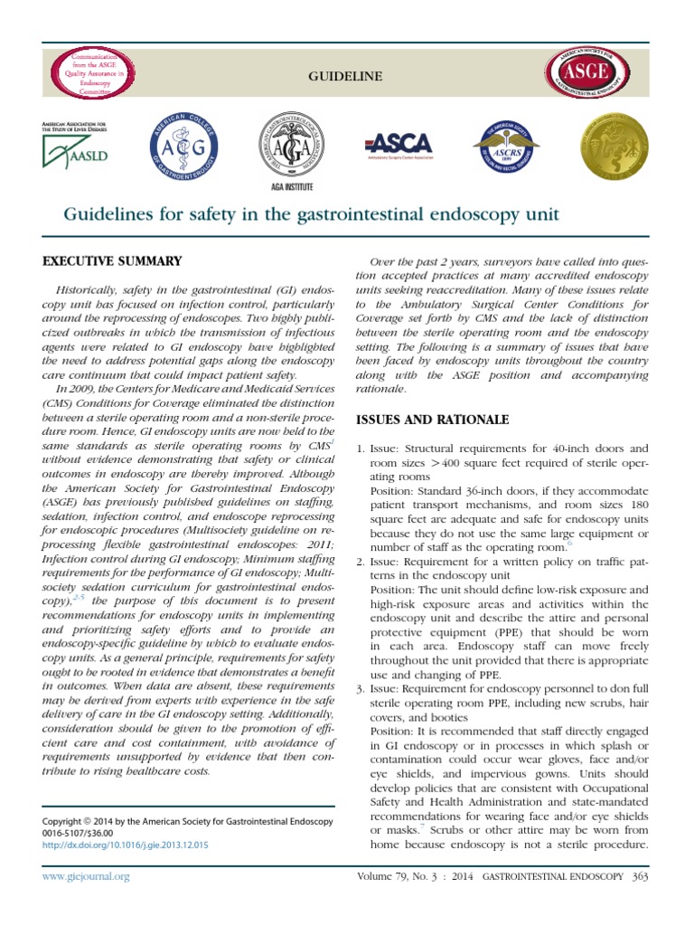 2014 Guidelines For Safety in The Gastrointestinal Endoscopy Unit PDF
