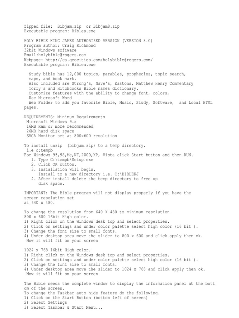 Free Bible Software Download Instructions | PDF | Zip (File Format ...