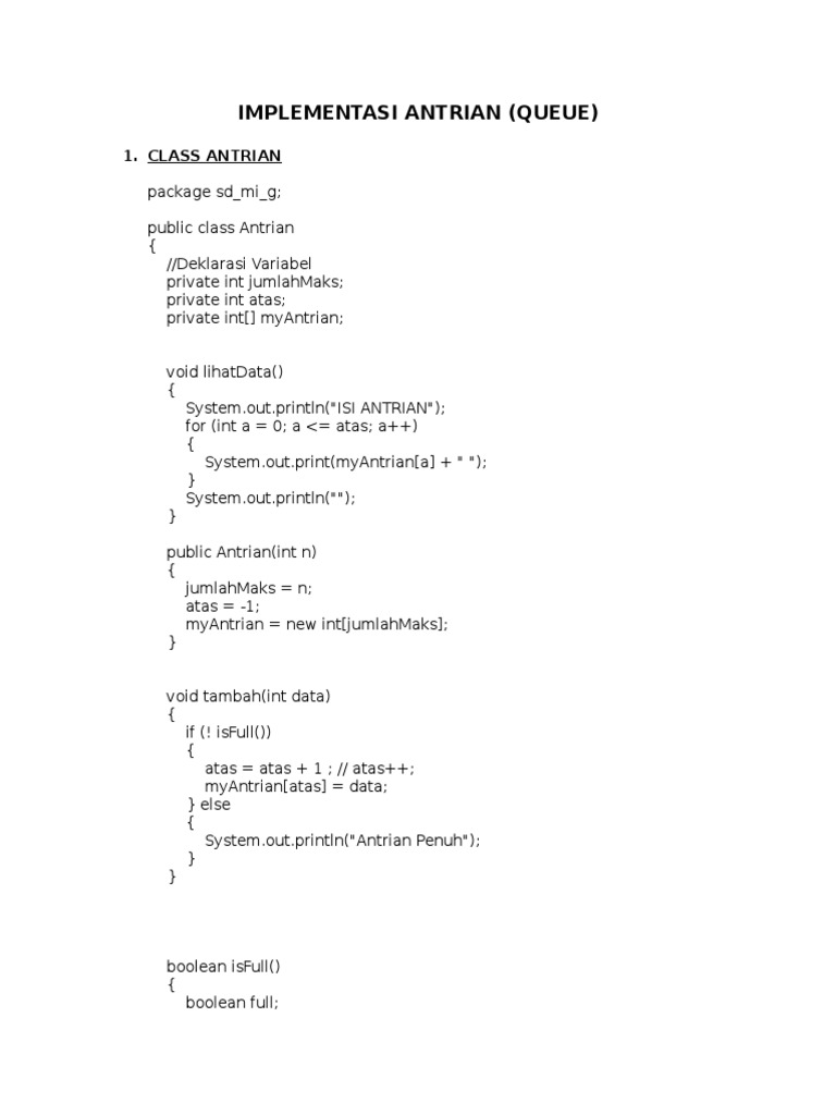 Implementasi Antrian dalam Java | PDF