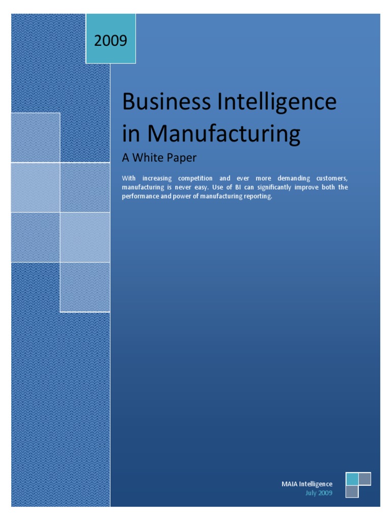BI For Manufacturing White Paper PDF Business Intelligence Inventory