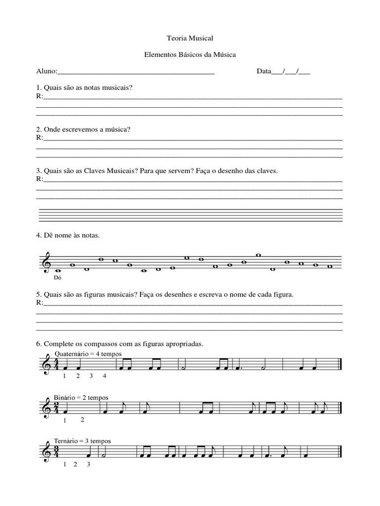Atividades de Teoria Musical para Iniciantes | PDF