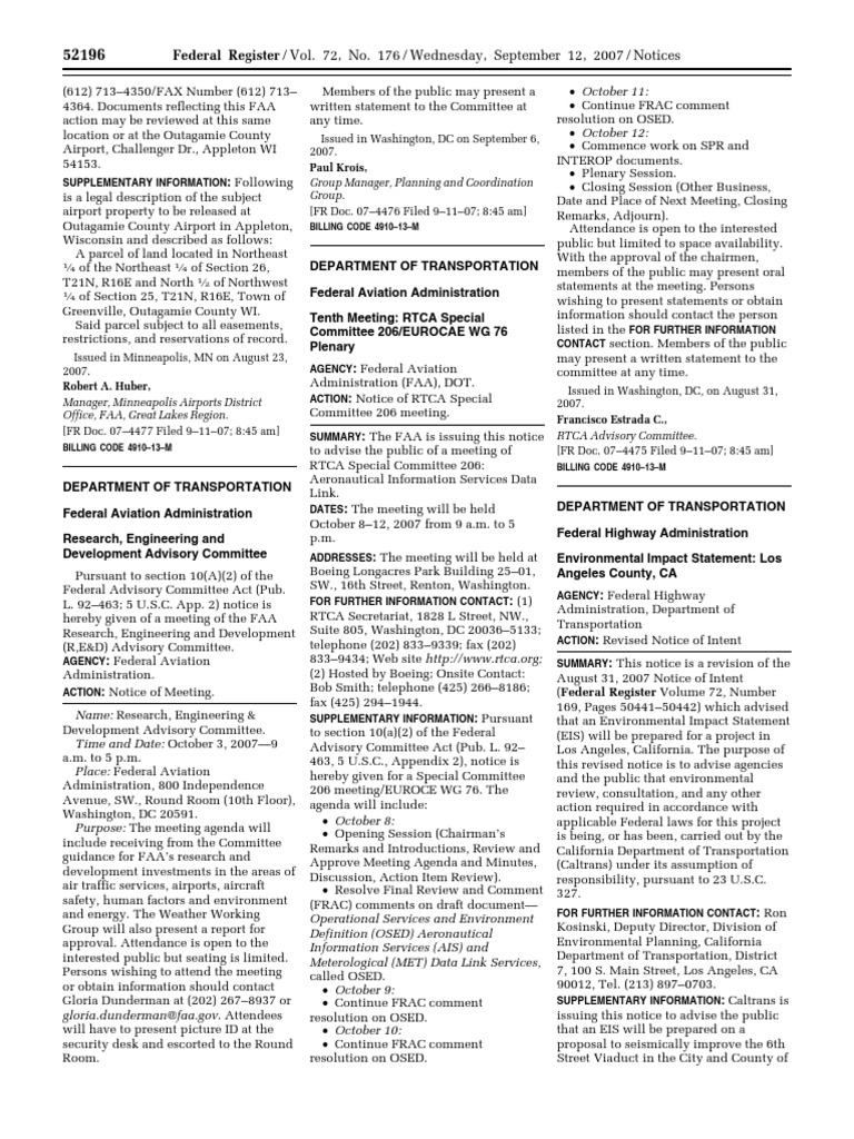 Notice Aeronautical LandUse Assurance Waivers Research, Engineering