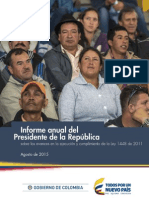 Informe Anual Presidente de La República Agosto 2015