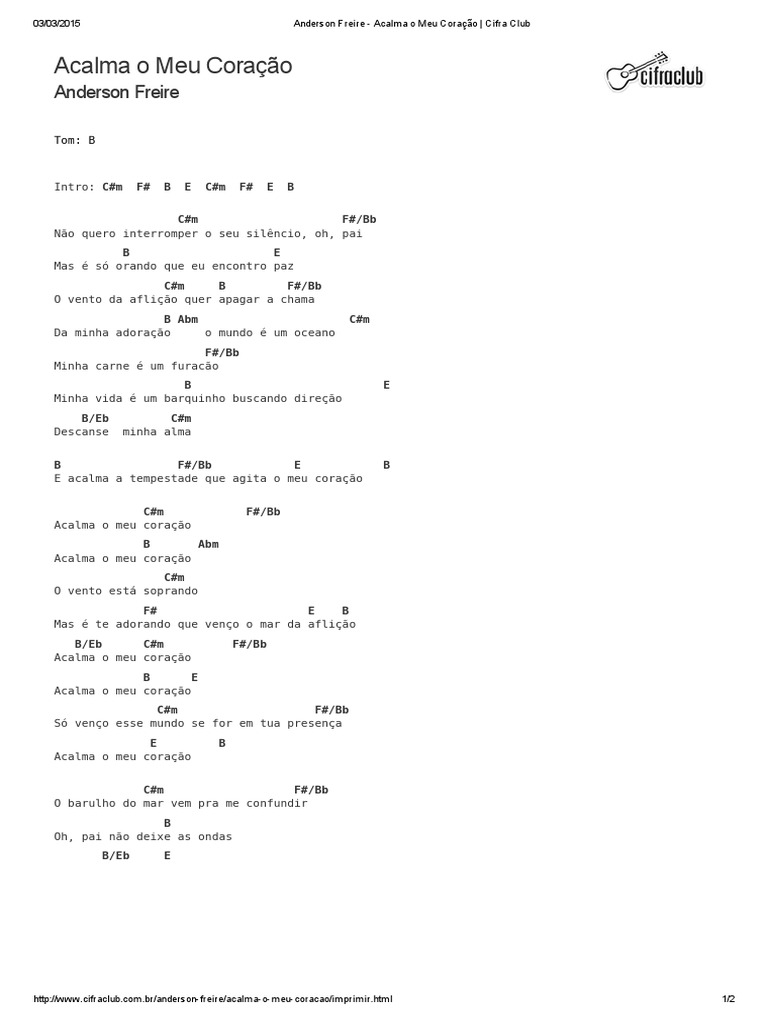 O Meu Coração Tem Sede De Amar Cifra