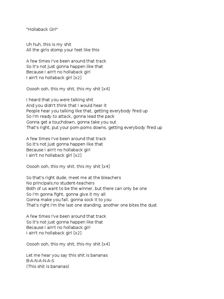 Hollaback Girl Lyrics Gwen Stefani