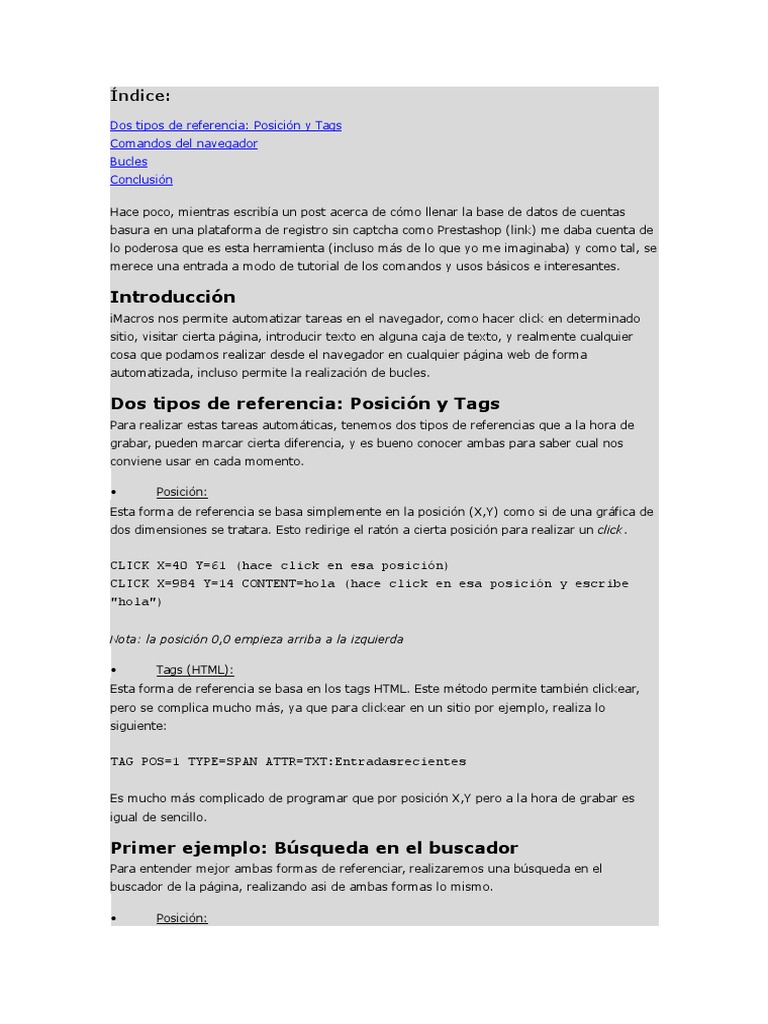 Tutorial de iMacros para Firefox | PDF | HTML | Elemento HTML