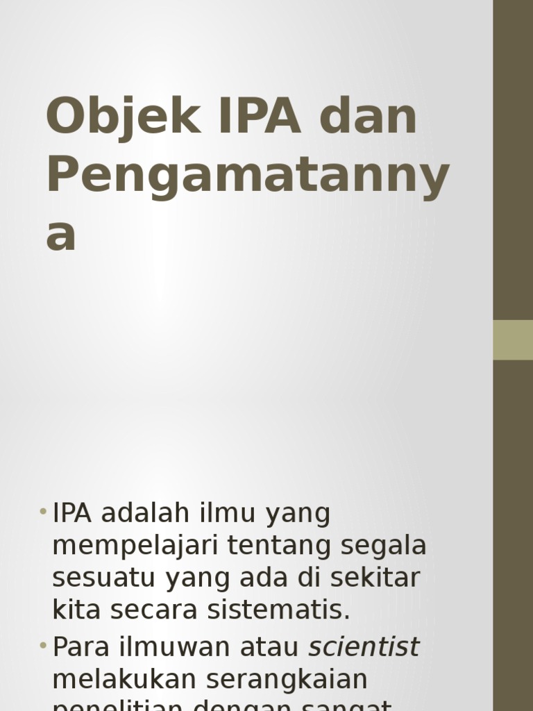 Objek IPA Dan Pengamatannya