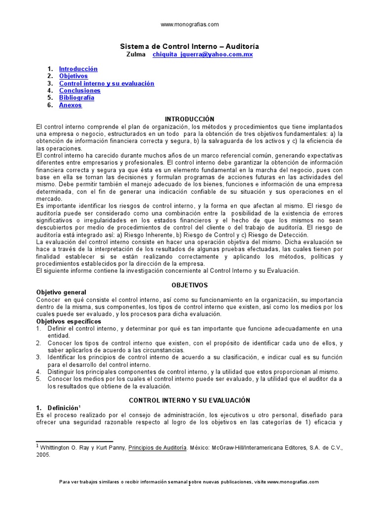 Control Interno Auditoria | PDF | Planificación | Auditoría