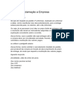 Carta de Reclamação a Empresa