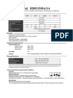 The specification of the Miyota 8205/15/0A/1A movement