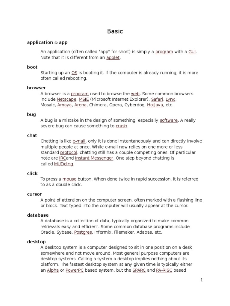 Basic computer terms explained | PDF | Operating System | C ...