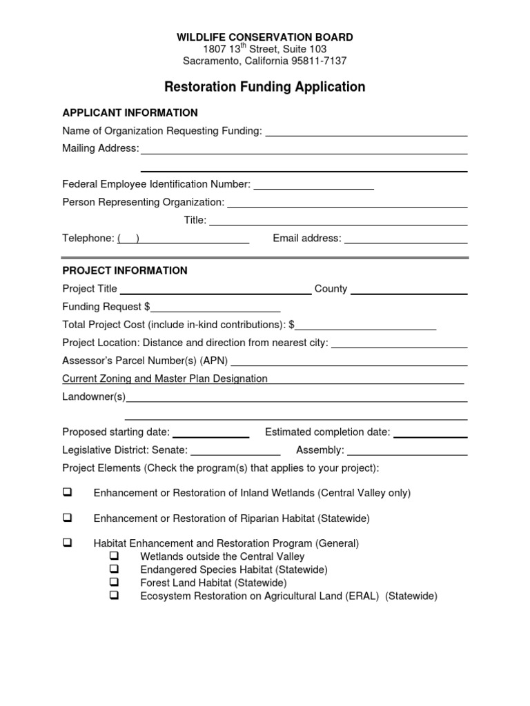 Habitat Restoration Grant Application | PDF | Restoration Ecology ...