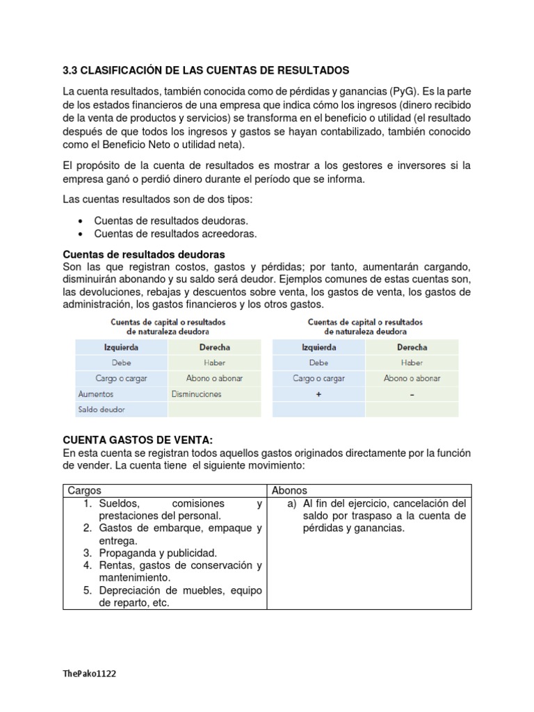 3.3 Clasificación de Las Cuentas Resultados | PDF | Estado de ...