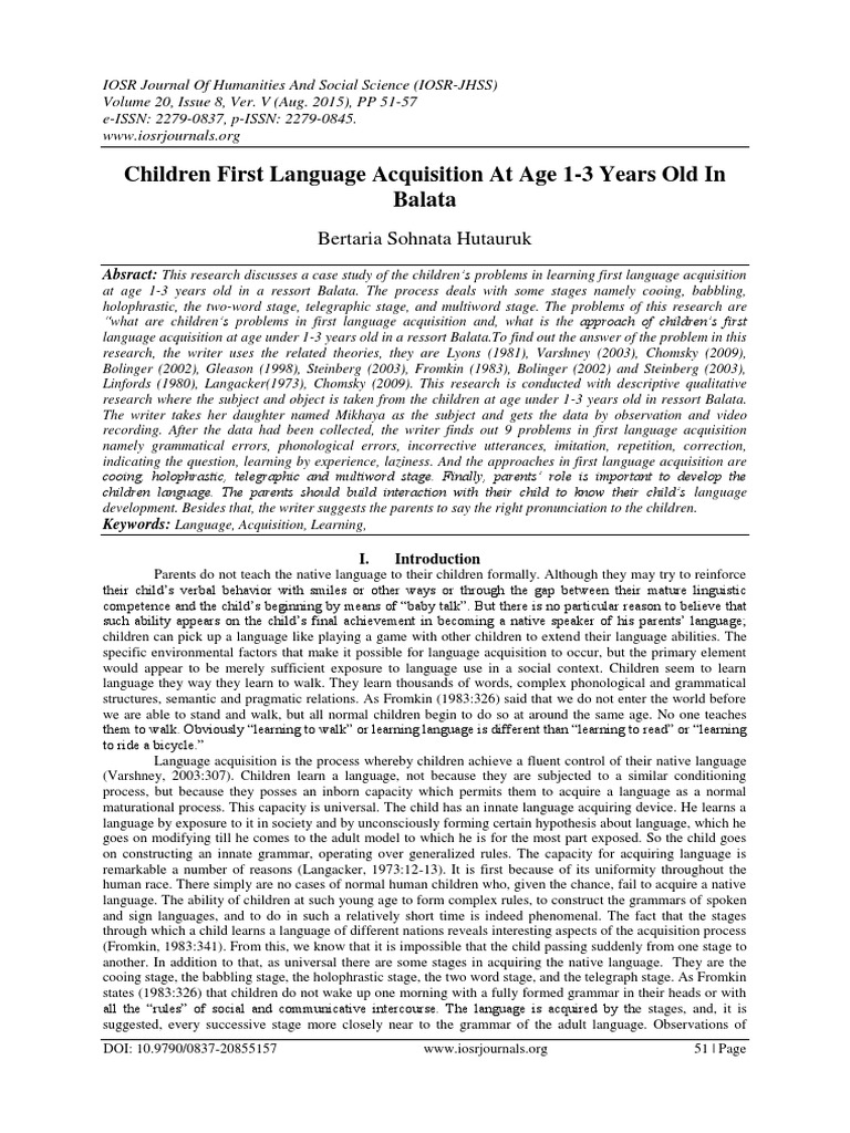 Language Acquisition in Early Childhood | PDF | Language Acquisition ...