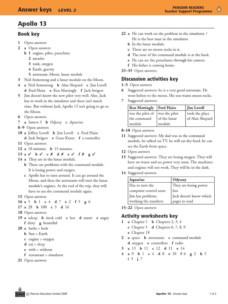 Apollo 13 Activities Answers Apollo Program Spacecraft