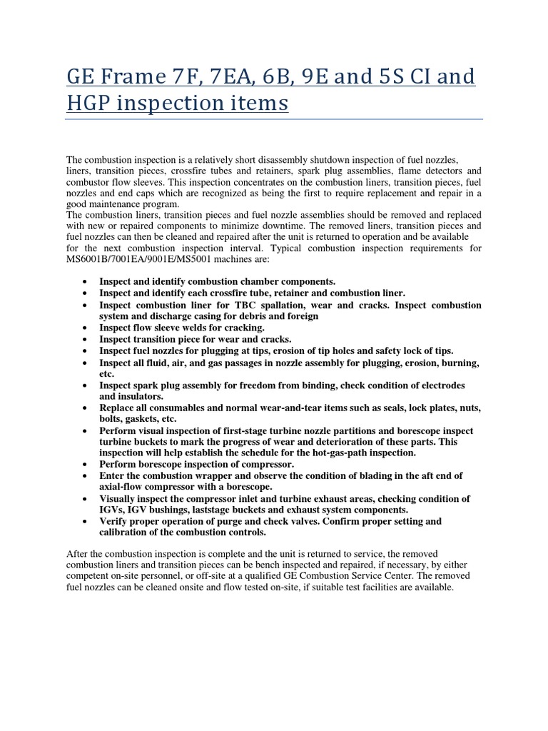GE Gas Turbine Hot Gas Path Inspection | PDF | Gas Compressor | Gas Turbine