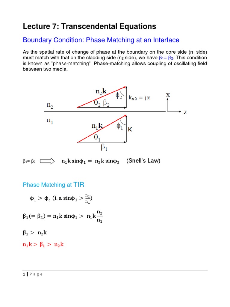 Phase Matching in Transcendental Equations | PDF | Teaching Methods ...