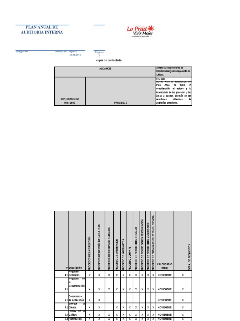 Plan Anual de Auditoría ISO 9001 | PDF | Auditoría | Business