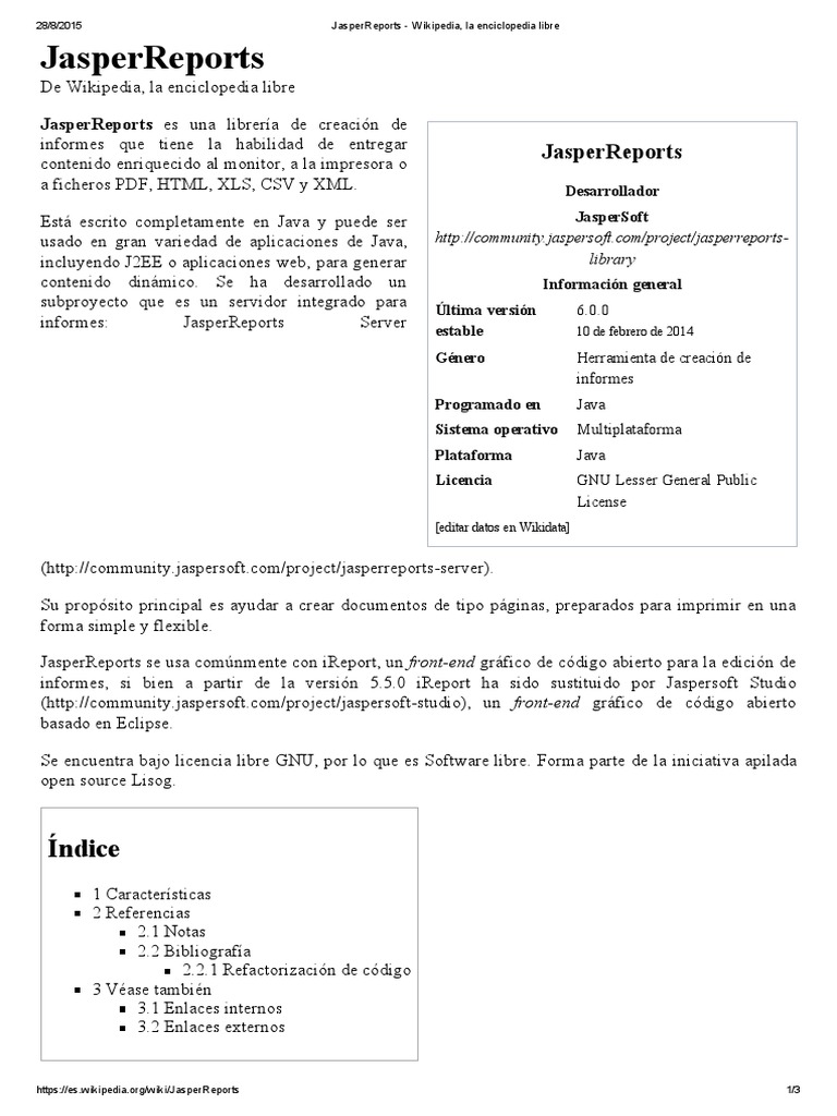 Jasper Reports | PDF | Plataforma Java | Tecnología digital