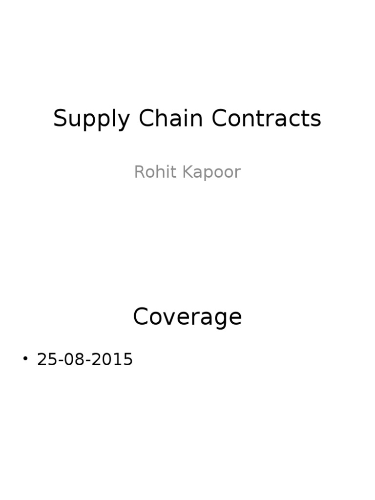 Optimizing Supply Chain Contracts | PDF