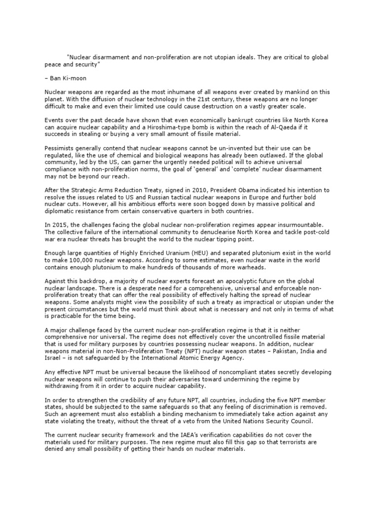 Nuclear Disarmament and Non | PDF | Treaty On The Non Proliferation Of ...