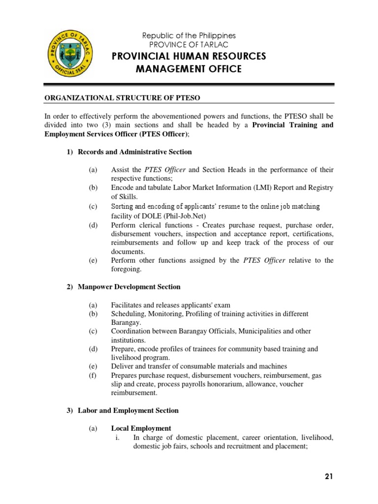 4 PTESO Staffing Pattern Revised v1 Human Resources Employment