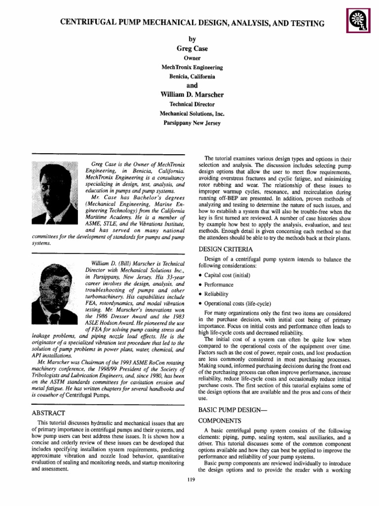 Centrifugal Pump Design, Analysis and Testing PDF | PDF