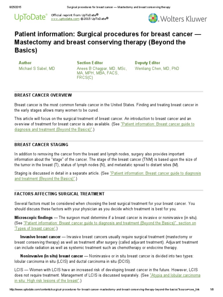 Breast Cancer Surgery Options Explained | PDF | Breast Cancer | Mastectomy