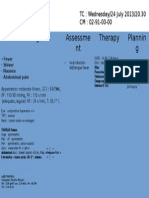 Findings Assessme NT Therapy Plannin G: TC: Wednesday/24 July 2013/20.30 CM: 02-91-00-00