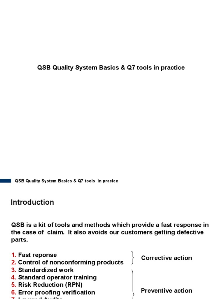 QSB Quality System Overview and Tools | PDF | Quality Management System ...