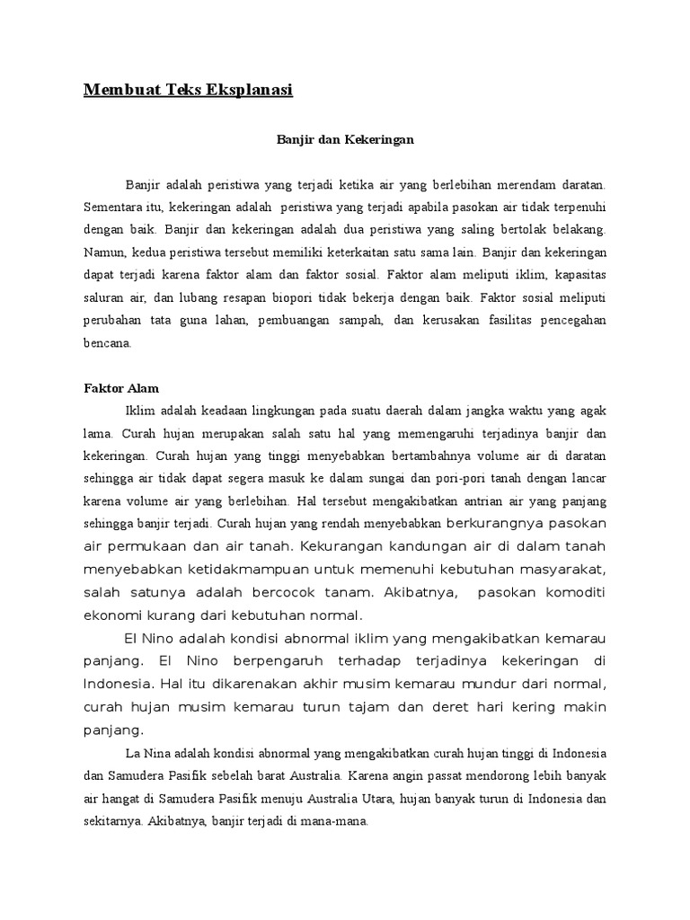 Teks Eksposisi Banjir  PELAJARANKU