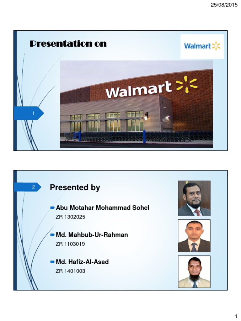 Presentation On Walmart | Download Free PDF | Walmart | Retail