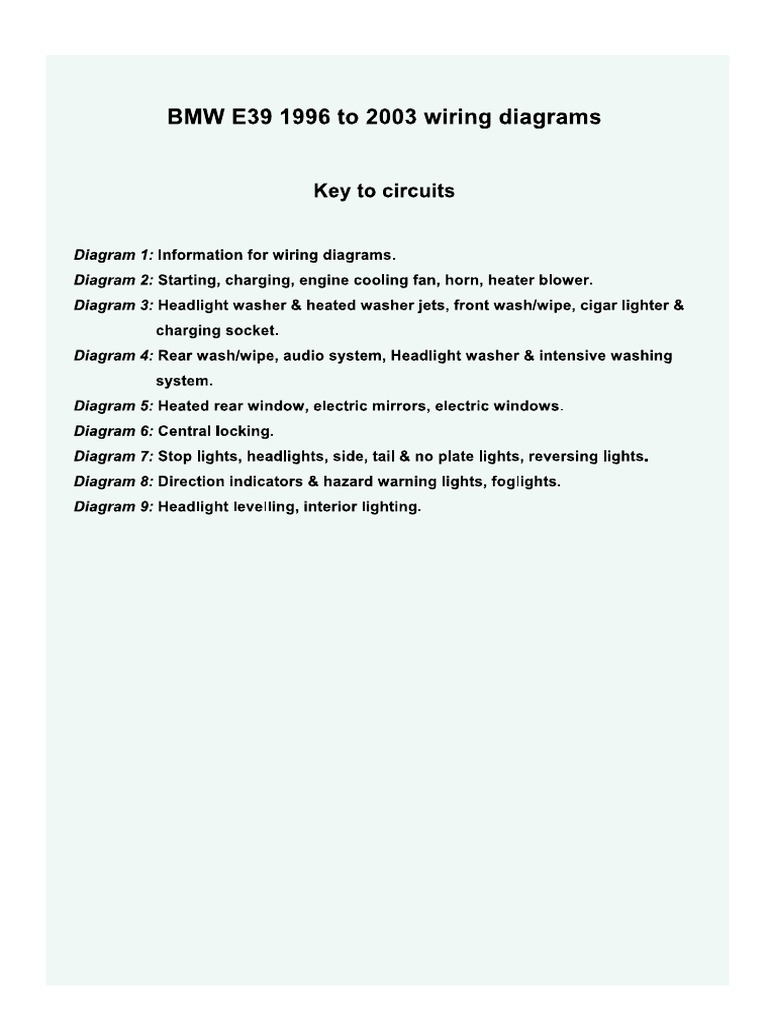 BMW E39 96 03 Wiring Diagram PDF