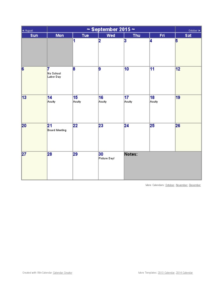 September 2015 Calendar | PDF