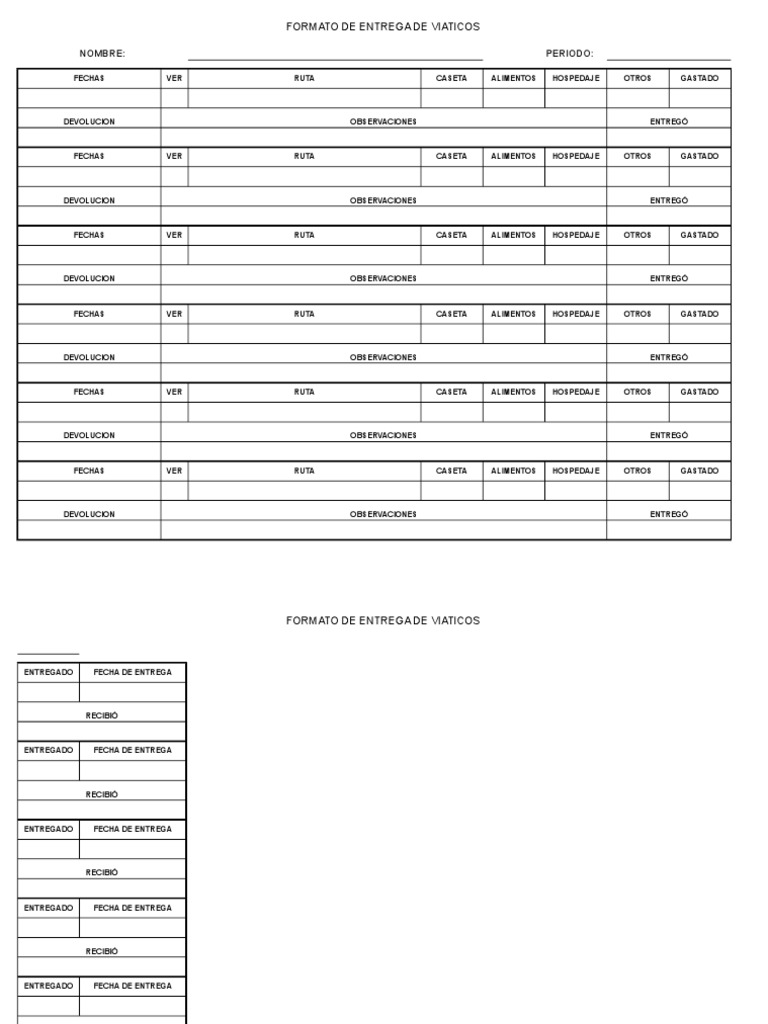 Formato de Viaticos | PDF