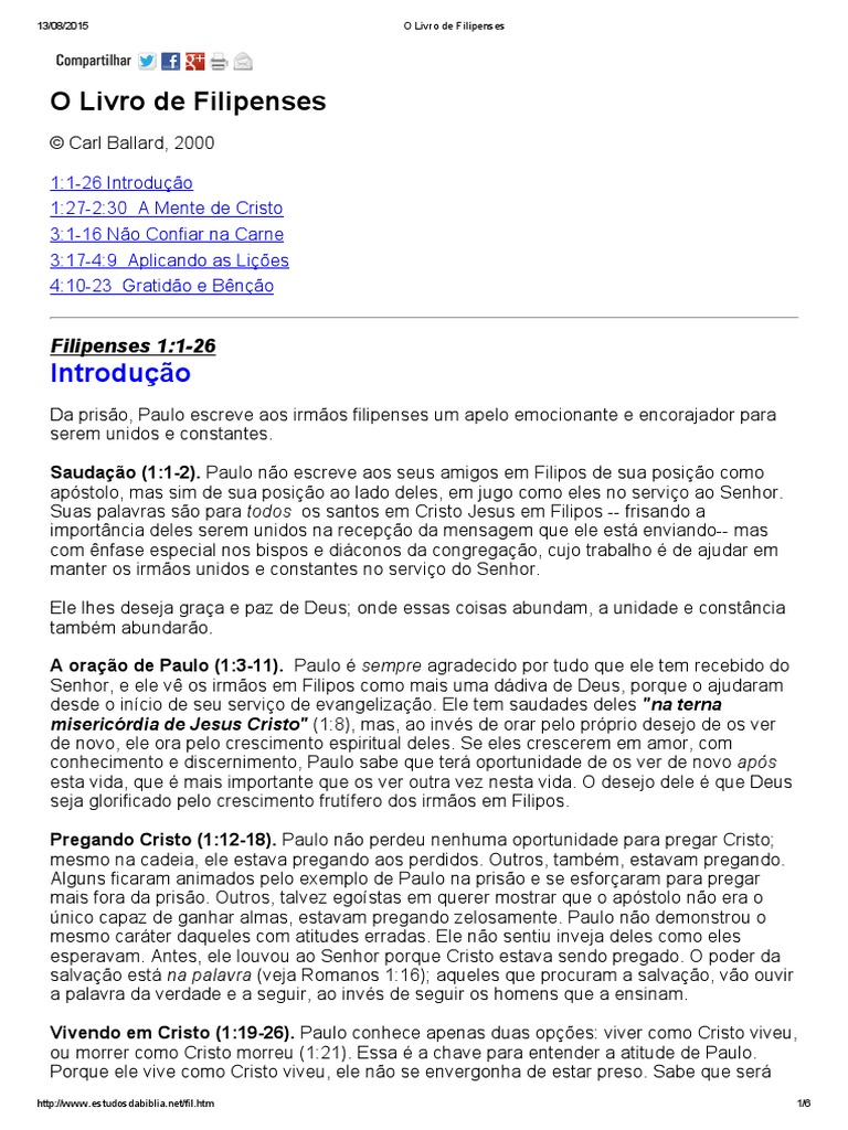 O Livro de Filipenses | PDF | Apóstolo Paulo | Jesus