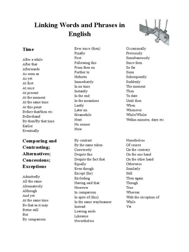 Linking Words and Phrases in English15 | PDF | Cognitive Science ...