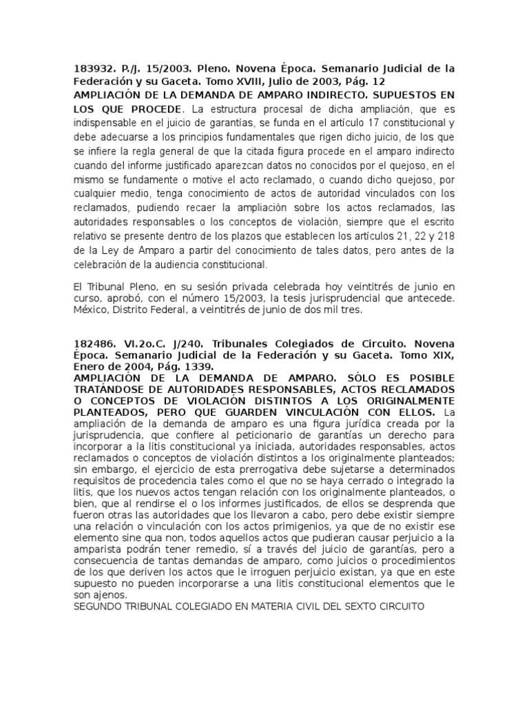 Ampliación de Demanda de Amparo Indirecto | PDF | Caso de ley | Demanda ...