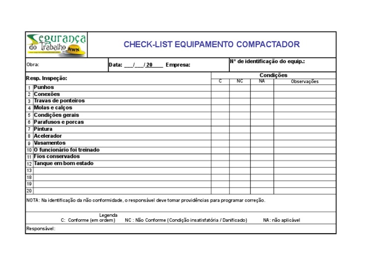 Check-list Equipamento Compactador | PDF | Negócios | Finanças e ...