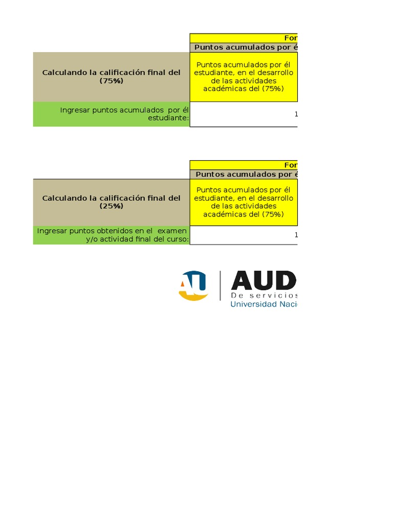 Calculo Nota Final Del Curso | PDF | Métodos y materiales de enseñanza ...