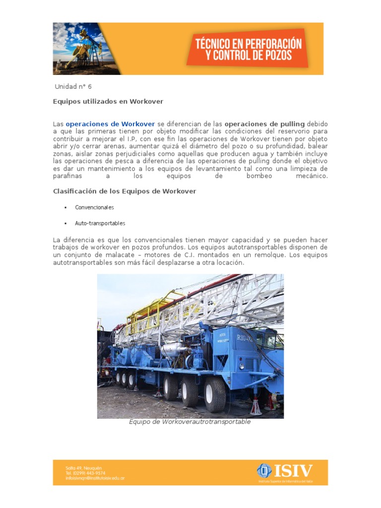 Equipos y Partes de Workover en Pozos | PDF | Generador eléctrico ...