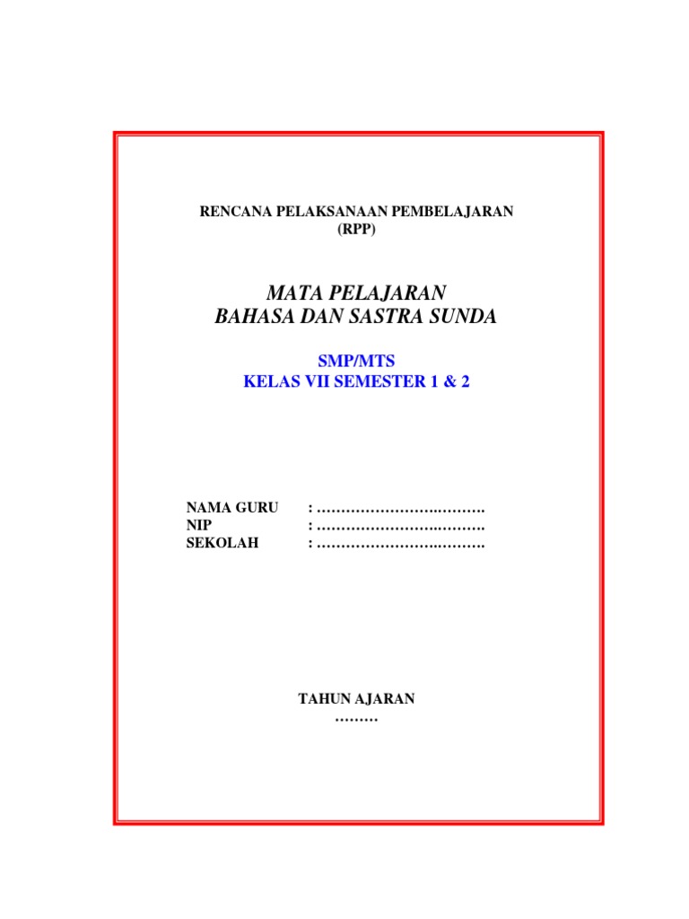 Mulok SMP VII MATA PELAJARAN BAHASA DAN SASTRA SUNDA SMP MTS KELAS