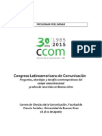 Programa Preliminar Congreso de Ciencias de La Comunicación 2015