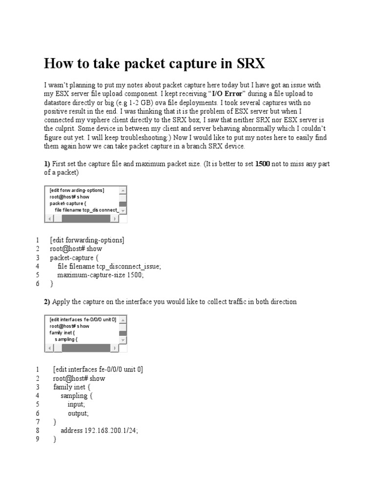 How To Take Packet Capture in SRX | PDF | Computers | Technology ...
