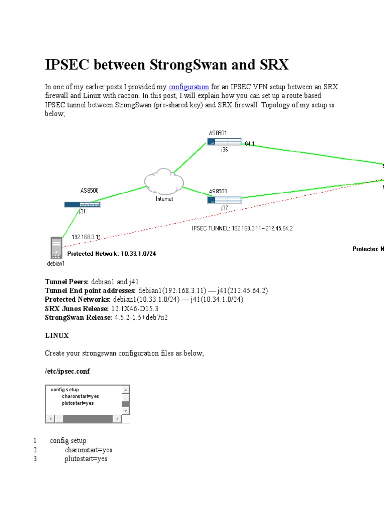 StrongSwan and SRX IPsec Configuration Guide | PDF | Network Layer ...