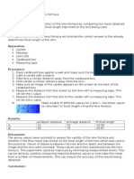 Investigation Lens Formula