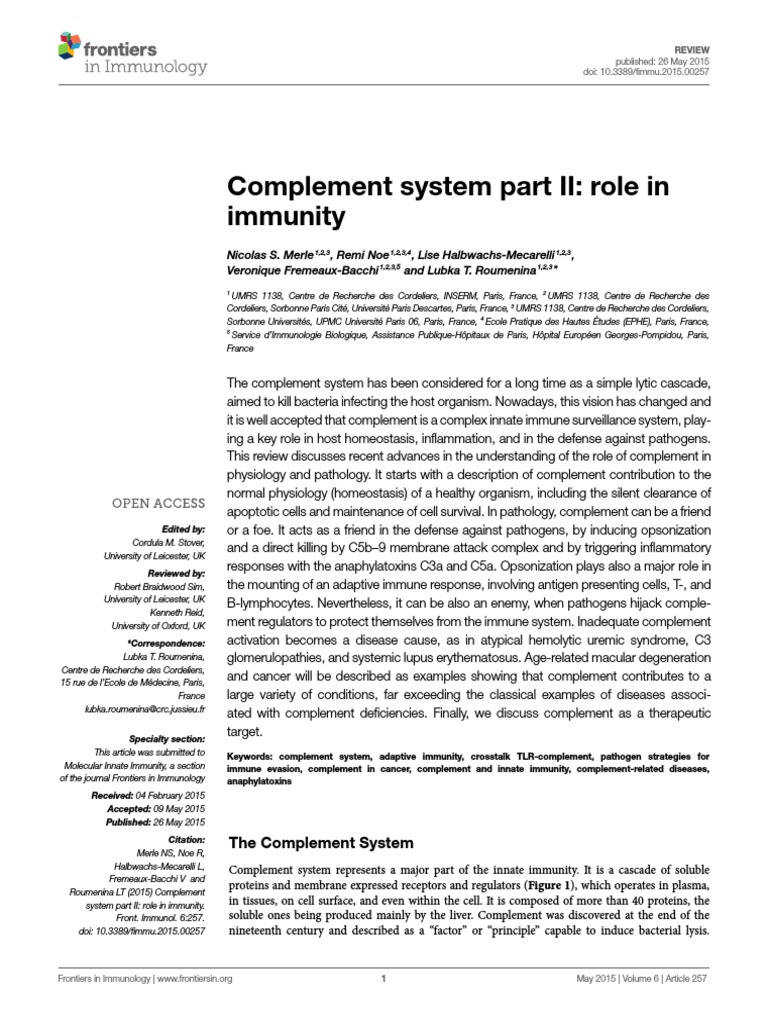 Complement System Part II: Role in Immunity | PDF | Complement System ...